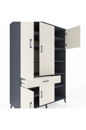 Kronos Dolap 10 Raflı Tek Çekmeceli 5 Kapaklı 132x59x195 Antrasit-Aytaşı/Aytaşı