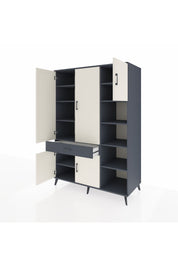 Kronos Dolap 10 Raflı Tek Çekmeceli 5 Kapaklı 132x59x195 Antrasit-Aytaşı/Antrasit