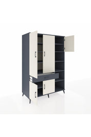 Kronos Dolap 10 Raflı Tek Çekmeceli 5 Kapaklı 132x59x195 Antrasit-Aytaşı/Antrasit