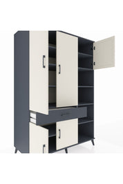 Kronos Dolap 10 Raflı Tek Çekmeceli 5 Kapaklı 132x59x195 Antrasit-Aytaşı/Antrasit