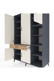 Kronos Dolap 10 Raflı Tek Çekmeceli 5 Kapaklı 132x59x195 Antrasit-Aytaşı/Çam