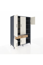 Kronos Dolap 10 Raflı Tek Çekmeceli 5 Kapaklı 132x59x195 Antrasit-Aytaşı/Çam