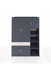 Kronos Dolap 10 Raflı Tek Çekmeceli 5 Kapaklı 132x59x195 Antrasit-Antrasit/Aytaşı