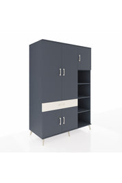 Kronos Dolap 10 Raflı Tek Çekmeceli 5 Kapaklı 132x59x195 Antrasit-Antrasit/Aytaşı