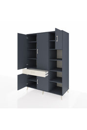 Kronos Dolap 10 Raflı Tek Çekmeceli 5 Kapaklı 132x59x195 Antrasit-Antrasit/Aytaşı