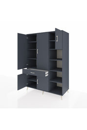 Kronos Dolap 10 Raflı Tek Çekmeceli 5 Kapaklı 132x59x195 Antrasit-Antrasit/Antrasit
