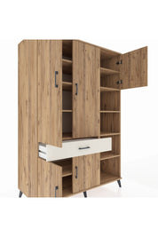 Kronos Dolap 10 Raflı Tek Çekmeceli 5 Kapaklı 132x59x195 Çam-Çam/Aytaşı