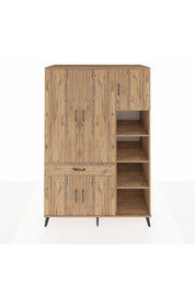 Kronos Dolap 10 Raflı Tek Çekmeceli 5 Kapaklı 132x59x195 Çam-Çam/Çam