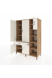 Kronos Dolap 10 Raflı Tek Çekmeceli 5 Kapaklı 132x59x195 Çam-Aytaşı/Aytaşı