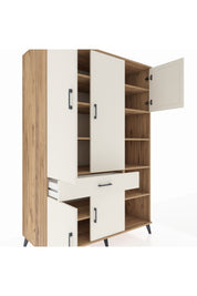 Kronos Dolap 10 Raflı Tek Çekmeceli 5 Kapaklı 132x59x195 Çam-Aytaşı/Aytaşı