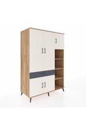 Kronos Dolap 10 Raflı Tek Çekmeceli 5 Kapaklı 132x59x195 Çam-Aytaşı/Antrasit