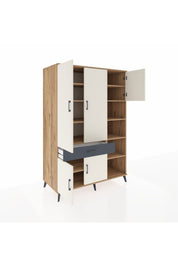 Kronos Dolap 10 Raflı Tek Çekmeceli 5 Kapaklı 132x59x195 Çam-Aytaşı/Antrasit