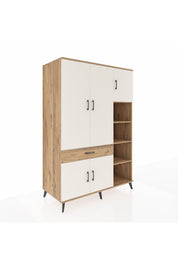 Kronos Dolap 10 Raflı Tek Çekmeceli 5 Kapaklı 132x59x195 Çam-Aytaşı/Çam