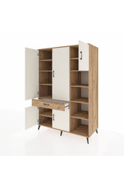 Kronos Dolap 10 Raflı Tek Çekmeceli 5 Kapaklı 132x59x195 Çam-Aytaşı/Çam