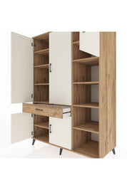 Kronos Dolap 10 Raflı Tek Çekmeceli 5 Kapaklı 132x59x195 Çam-Aytaşı/Çam