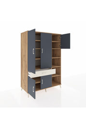 Kronos Dolap 10 Raflı Tek Çekmeceli 5 Kapaklı 132x59x195 Çam-Antrasit/Aytaşı