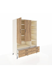 Kronos Dolap 10 Raflı 4 Çekmeceli 2 Kapaklı 132x59x195 Aytaşı-Çam/Çam