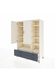 Kronos Dolap 10 Raflı 4 Çekmeceli 2 Kapaklı 132x59x195 Aytaşı-Aytaşı/Antrasit