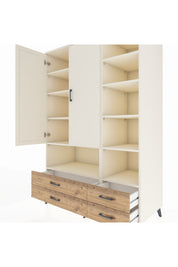 Kronos Dolap 10 Raflı 4 Çekmeceli 2 Kapaklı 132x59x195 Aytaşı-Aytaşı/Çam