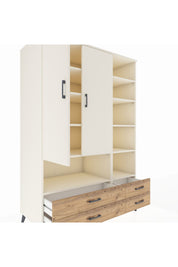 Kronos Dolap 10 Raflı 4 Çekmeceli 2 Kapaklı 132x59x195 Aytaşı-Aytaşı/Çam