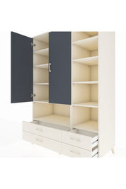 Kronos Dolap 10 Raflı 4 Çekmeceli 2 Kapaklı 132x59x195 Aytaşı-Antrasit/Aytaşı