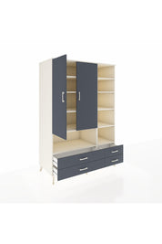 Kronos Dolap 10 Raflı 4 Çekmeceli 2 Kapaklı 132x59x195 Aytaşı-Antrasit/Antrasit