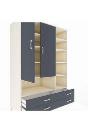 Kronos Dolap 10 Raflı 4 Çekmeceli 2 Kapaklı 132x59x195 Aytaşı-Antrasit/Antrasit