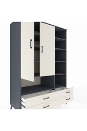 Kronos Dolap 10 Raflı 4 Çekmeceli 2 Kapaklı 132x59x195 Antrasit-Aytaşı/Aytaşı