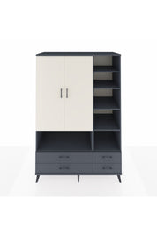 Kronos Dolap 10 Raflı 4 Çekmeceli 2 Kapaklı 132x59x195 Antrasit-Aytaşı/Antrasit
