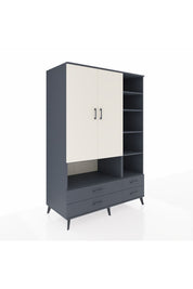 Kronos Dolap 10 Raflı 4 Çekmeceli 2 Kapaklı 132x59x195 Antrasit-Aytaşı/Antrasit