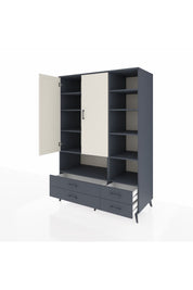 Kronos Dolap 10 Raflı 4 Çekmeceli 2 Kapaklı 132x59x195 Antrasit-Aytaşı/Antrasit