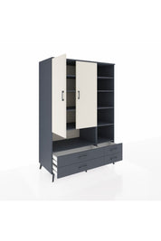Kronos Dolap 10 Raflı 4 Çekmeceli 2 Kapaklı 132x59x195 Antrasit-Aytaşı/Antrasit