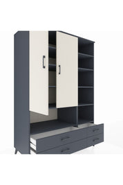 Kronos Dolap 10 Raflı 4 Çekmeceli 2 Kapaklı 132x59x195 Antrasit-Aytaşı/Antrasit