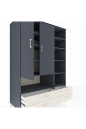 Kronos Dolap 10 Raflı 4 Çekmeceli 2 Kapaklı 132x59x195 Antrasit-Antrasit/Aytaşı