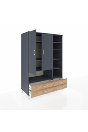 Kronos Dolap 10 Raflı 4 Çekmeceli 2 Kapaklı 132x59x195 Antrasit-Antrasit/Çam