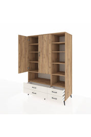 Kronos Dolap 10 Raflı 4 Çekmeceli 2 Kapaklı 132x59x195 Çam-Çam/Aytaşı