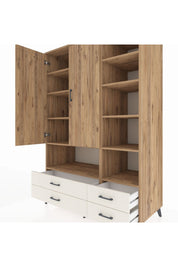 Kronos Dolap 10 Raflı 4 Çekmeceli 2 Kapaklı 132x59x195 Çam-Çam/Aytaşı