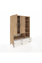 Kronos Dolap 10 Raflı 4 Çekmeceli 2 Kapaklı 132x59x195 Çam-Çam/Aytaşı