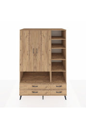 Kronos Dolap 10 Raflı 4 Çekmeceli 2 Kapaklı 132x59x195 Çam-Çam/Çam