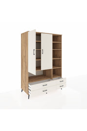 Kronos Dolap 10 Raflı 4 Çekmeceli 2 Kapaklı 132x59x195 Çam-Aytaşı/Aytaşı