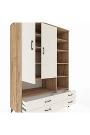 Kronos Dolap 10 Raflı 4 Çekmeceli 2 Kapaklı 132x59x195 Çam-Aytaşı/Aytaşı