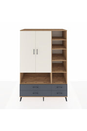 Kronos Dolap 10 Raflı 4 Çekmeceli 2 Kapaklı 132x59x195 Çam-Aytaşı/Antrasit