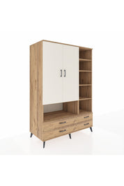 Kronos Dolap 10 Raflı 4 Çekmeceli 2 Kapaklı 132x59x195 Çam-Aytaşı/Çam