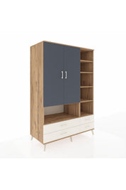 Kronos Dolap 10 Raflı 4 Çekmeceli 2 Kapaklı 132x59x195 Çam-Antrasit/Aytaşı