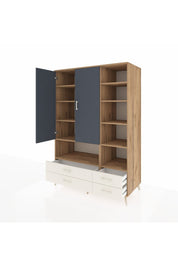 Kronos Dolap 10 Raflı 4 Çekmeceli 2 Kapaklı 132x59x195 Çam-Antrasit/Aytaşı