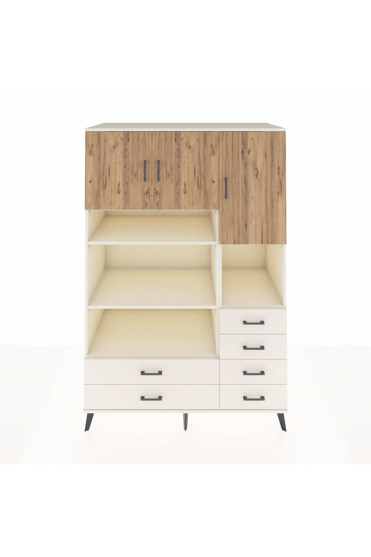 Kronos Dolap 9 Raflı 6 Çekmeceli 3 Kapaklı 132x59x195 Aytaşı-Çam/Aytaşı