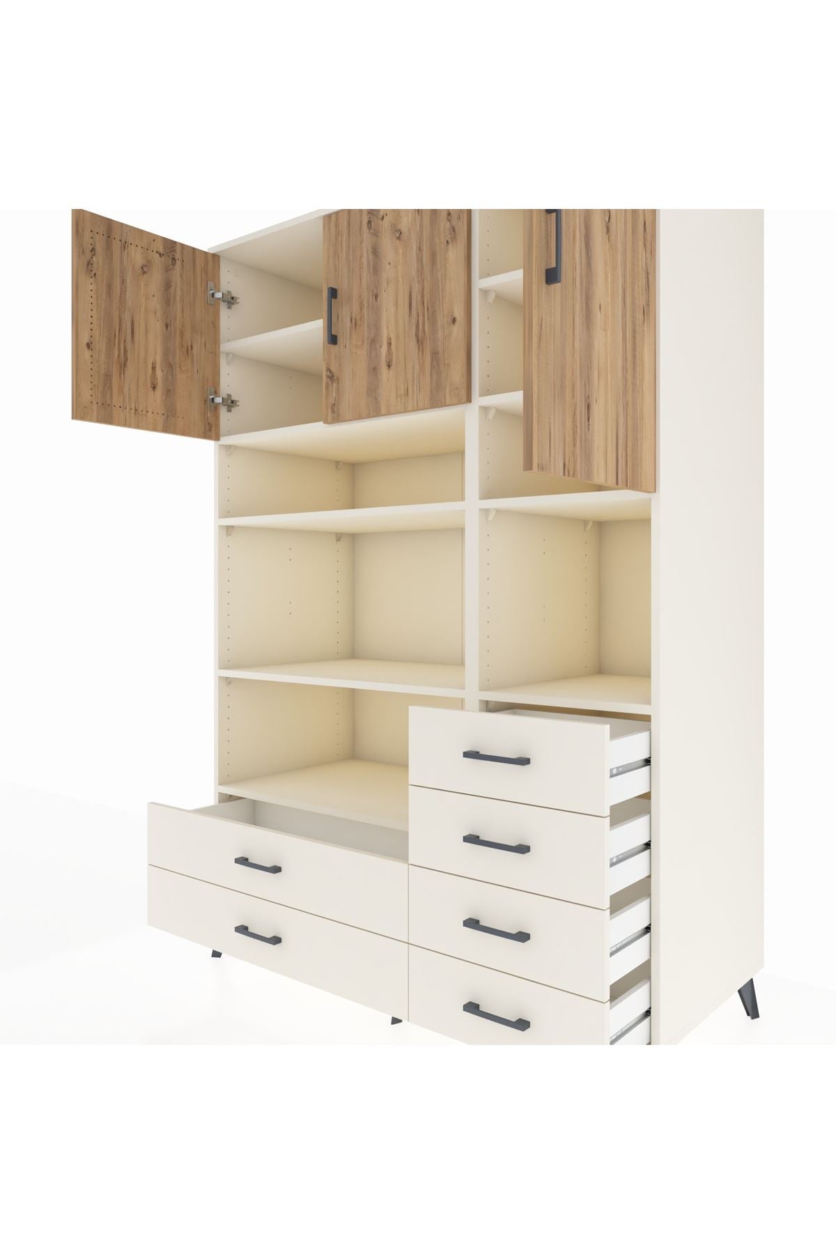 Kronos Dolap 9 Raflı 6 Çekmeceli 3 Kapaklı 132x59x195 Aytaşı-Çam/Aytaşı