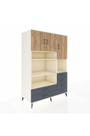 Kronos Dolap 9 Raflı 6 Çekmeceli 3 Kapaklı 132x59x195 Aytaşı-Çam/Antrasit