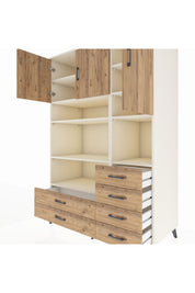 Kronos Dolap 9 Raflı 6 Çekmeceli 3 Kapaklı 132x59x195 Aytaşı-Çam/Çam