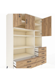 Kronos Dolap 9 Raflı 6 Çekmeceli 3 Kapaklı 132x59x195 Aytaşı-Çam/Çam